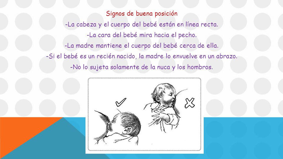 Signos de buena posición -La cabeza y el cuerpo del bebé están en línea recta.