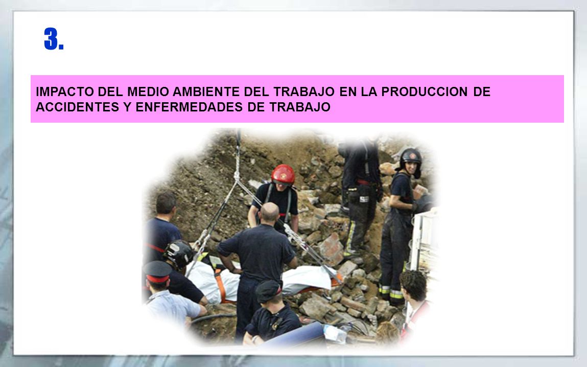 3. IMPACTO DEL MEDIO AMBIENTE DEL TRABAJO EN LA PRODUCCION DE ACCIDENTES Y ENFERMEDADES DE TRABAJO