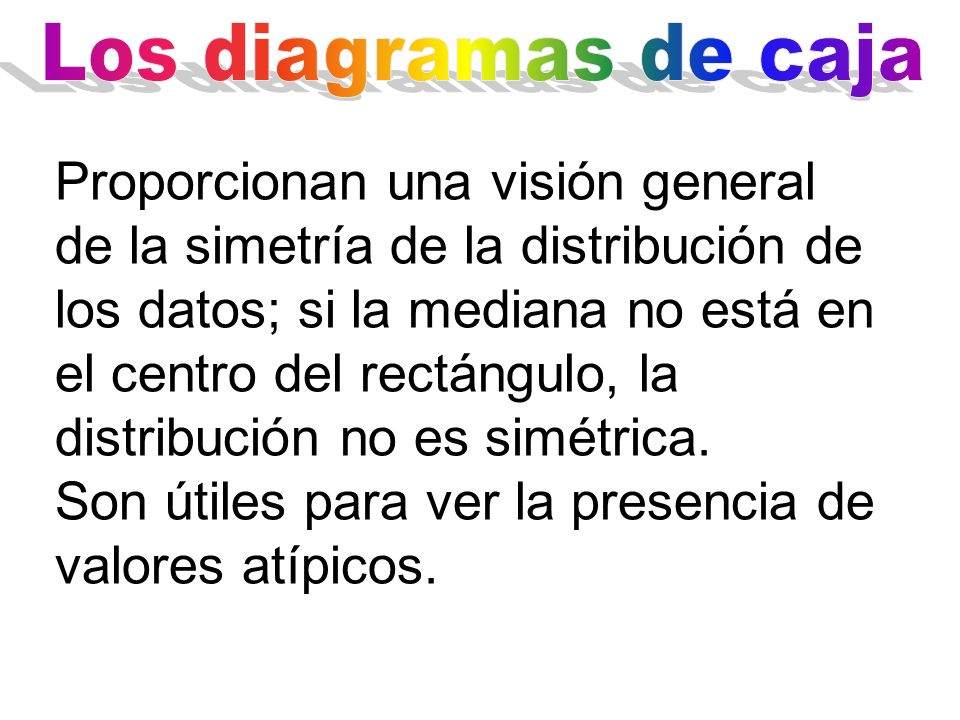 Son útiles para ver la presencia de valores atípicos.