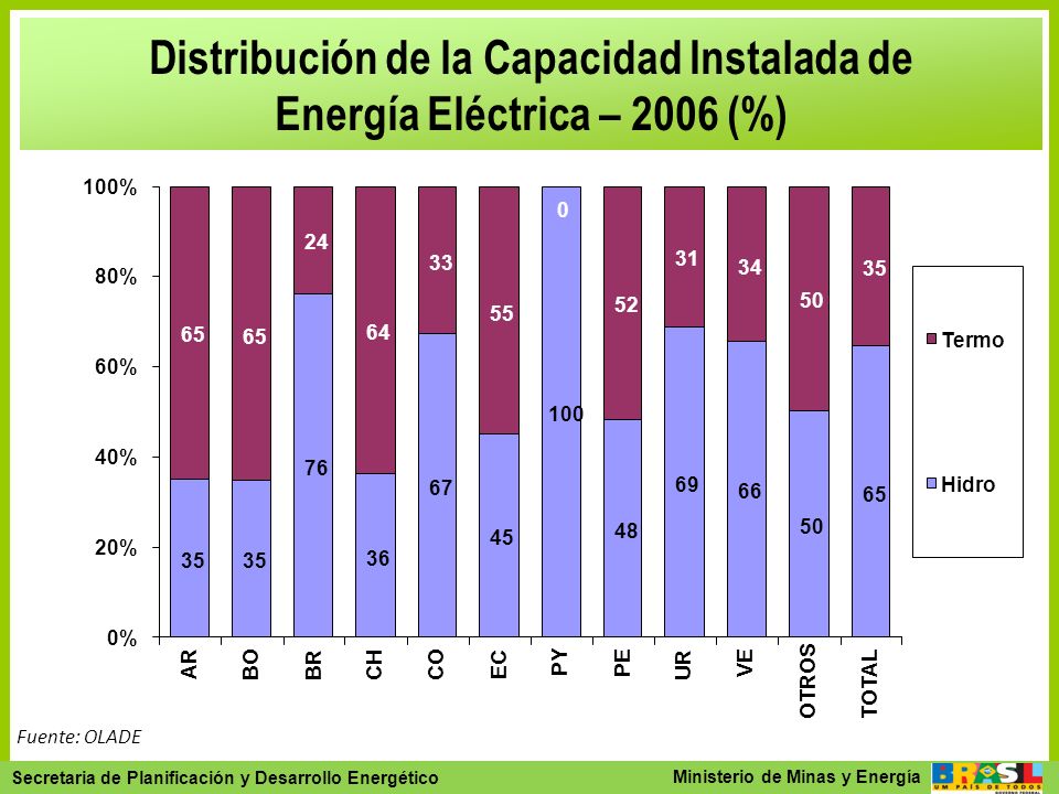 Distribución de la Capacidad Instalada de Energía Eléctrica – 2006 (%)