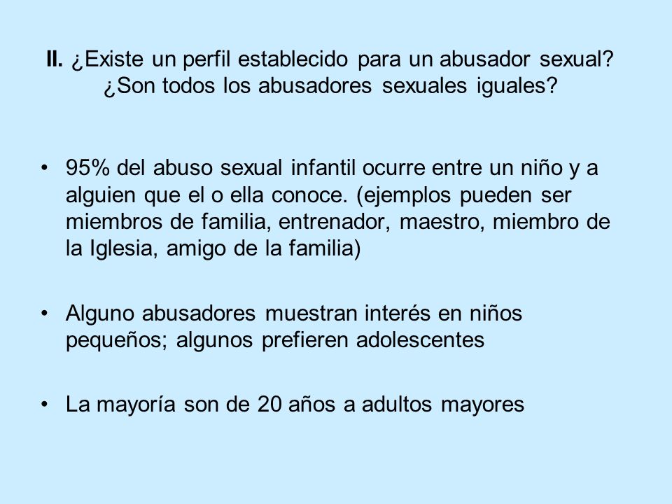 II. ¿Existe un perfil establecido para un abusador sexual