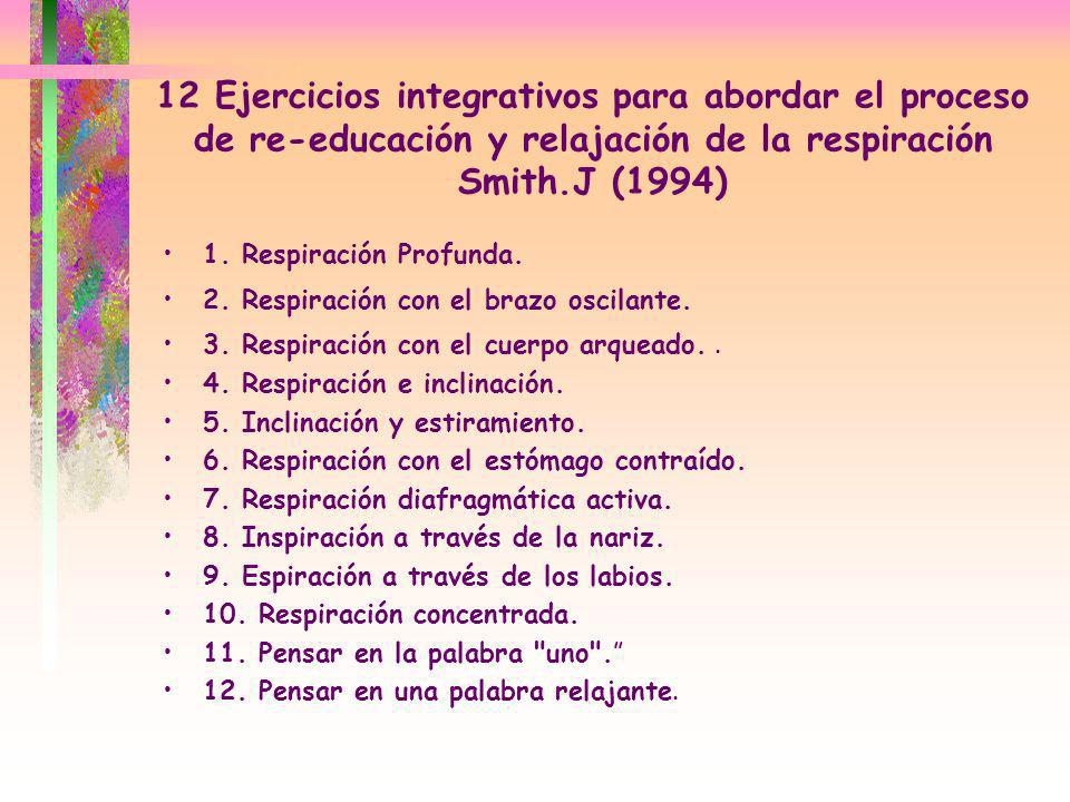 12 Ejercicios integrativos para abordar el proceso de re-educación y relajación de la respiración Smith.J (1994)