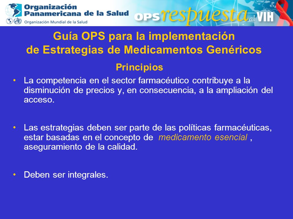 Guía OPS para la implementación de Estrategias de Medicamentos Genéricos