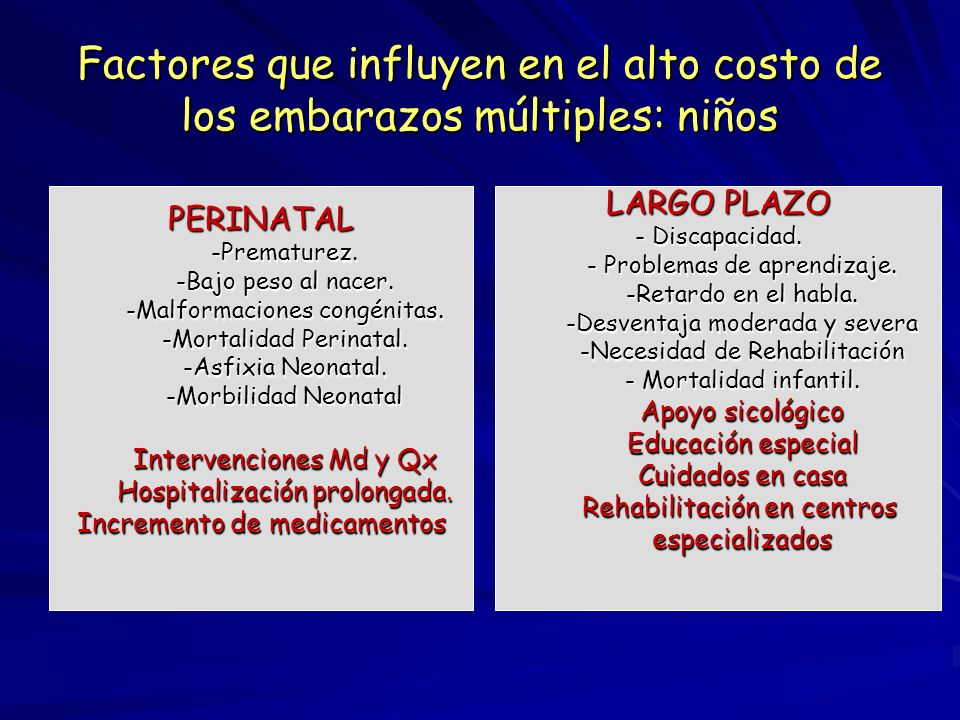 Factores que influyen en el alto costo de los embarazos múltiples: niños