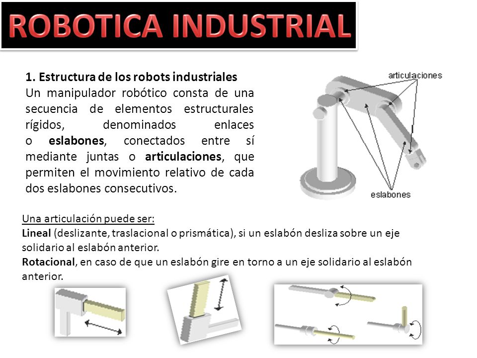 ROBOTICA INDUSTRIAL 1. Estructura de los robots industriales