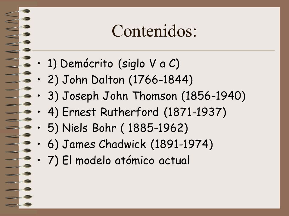 Contenidos: 1) Demócrito (siglo V a C) 2) John Dalton ( )