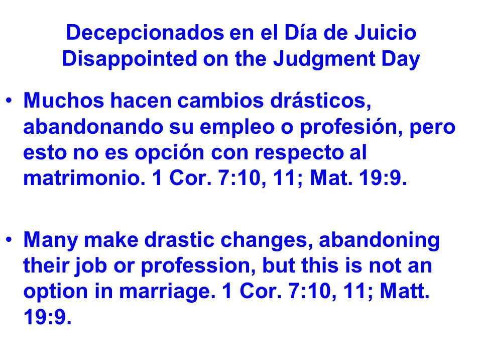 Decepcionados en el Día de Juicio Disappointed on the Judgment Day