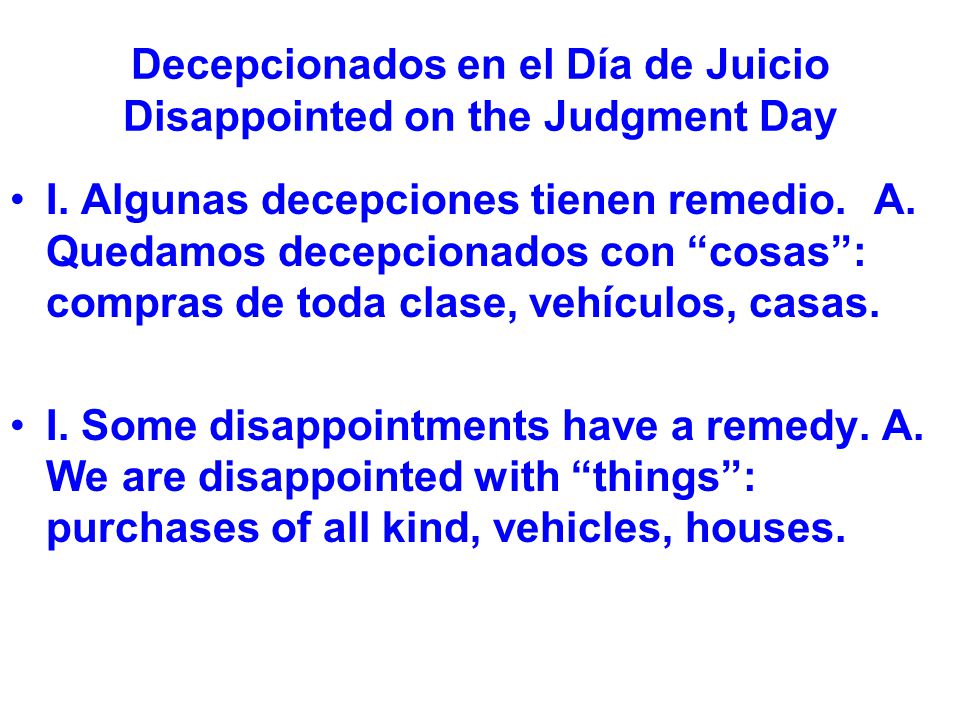 Decepcionados en el Día de Juicio Disappointed on the Judgment Day
