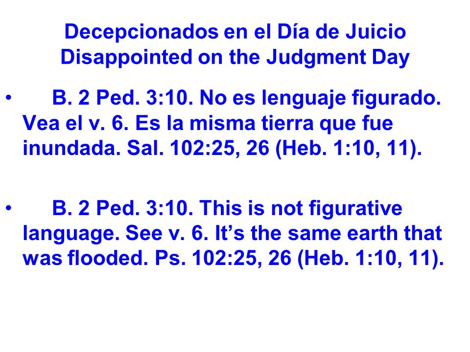 Decepcionados en el Día de Juicio Disappointed on the Judgment Day
