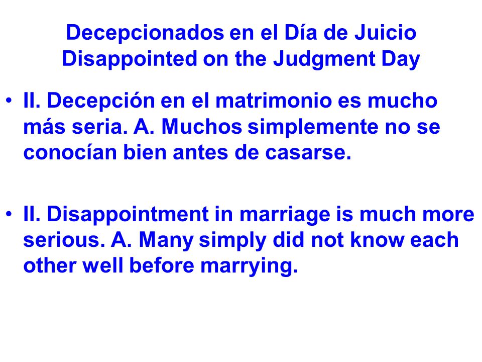 Decepcionados en el Día de Juicio Disappointed on the Judgment Day