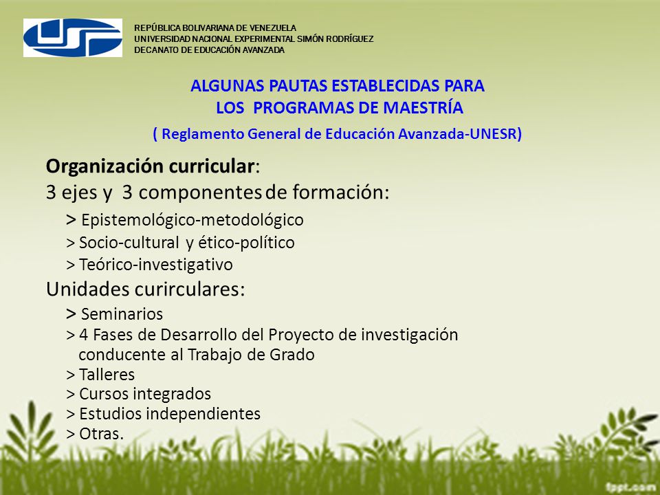 Organización curricular: 3 ejes y 3 componentes de formación: