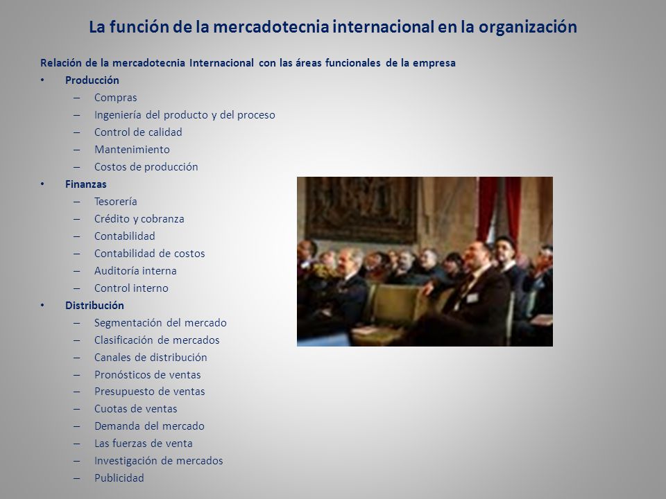 La función de la mercadotecnia internacional en la organización