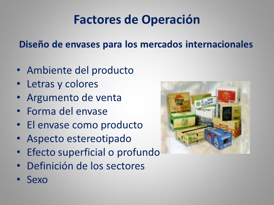 Factores de Operación Ambiente del producto Letras y colores