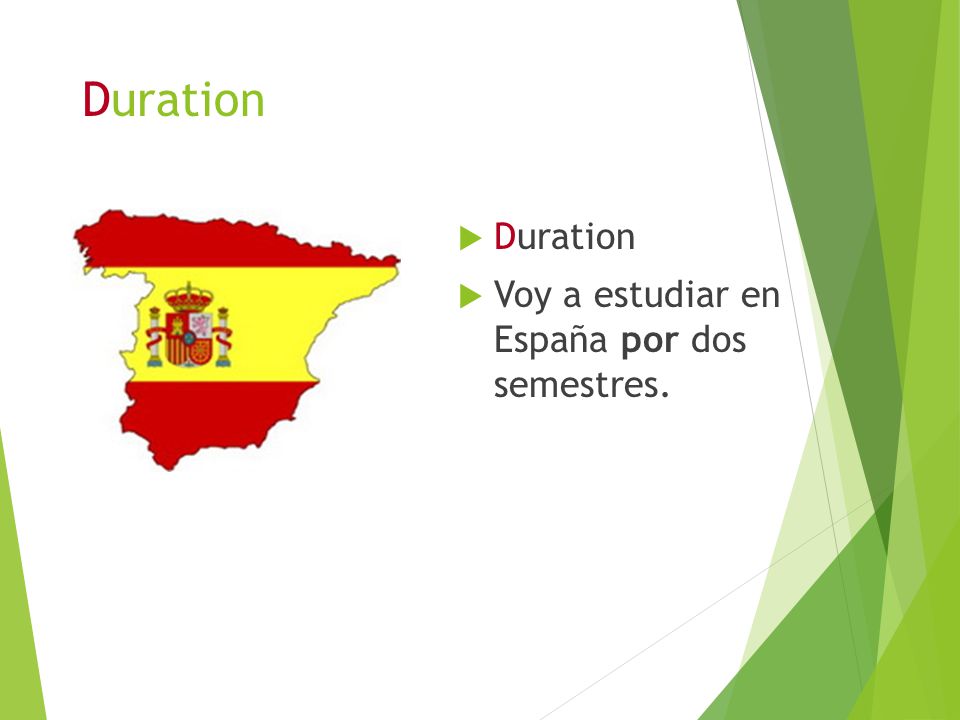 Duration Duration Voy a estudiar en España por dos semestres.
