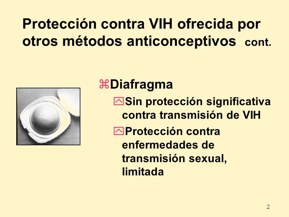 Protección contra VIH ofrecida por otros métodos anticonceptivos cont.