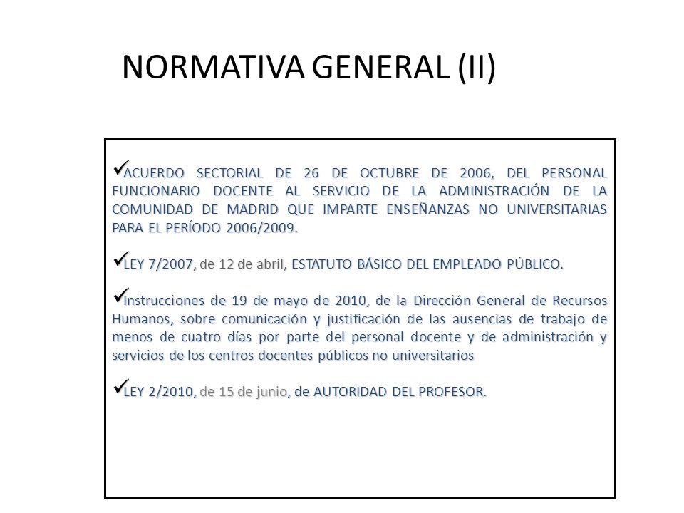 NORMATIVA GENERAL (II)