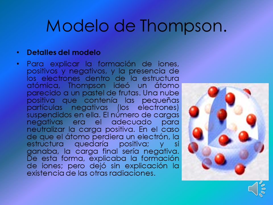 Modelo de Thompson. Detalles del modelo