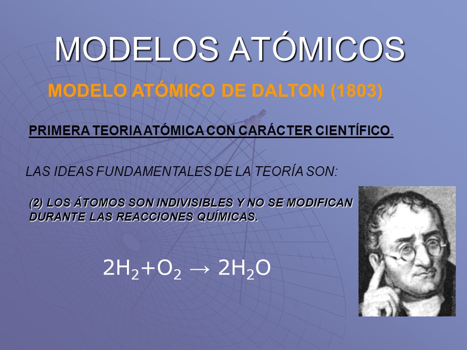 MODELOS ATÓMICOS 2H2+O2 → 2H2O MODELO ATÓMICO DE DALTON (1803)