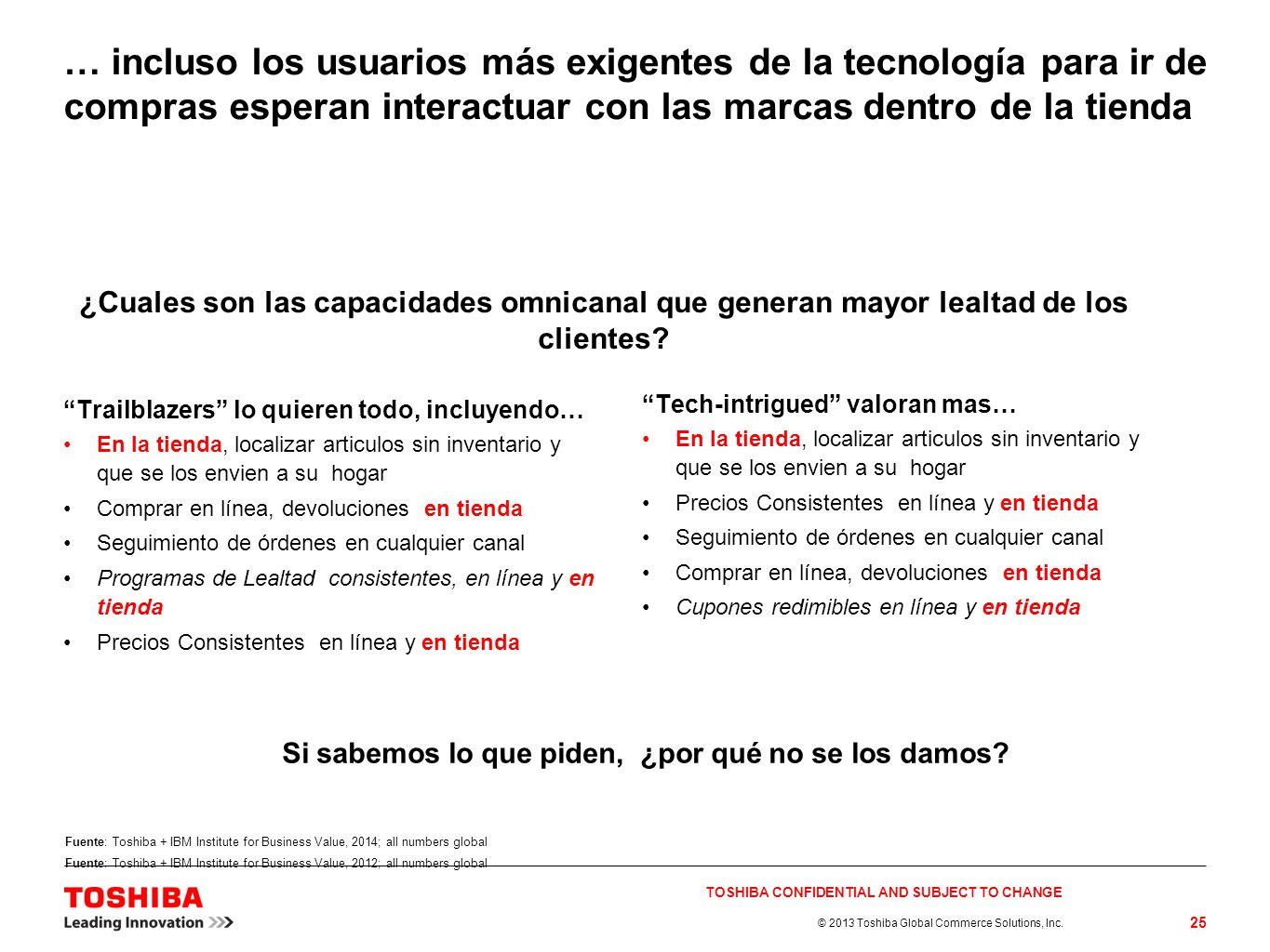 Si sabemos lo que piden, ¿por qué no se los damos