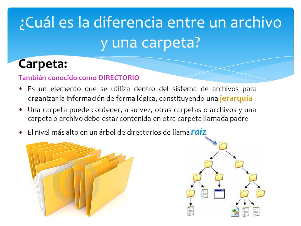 ¿Cuál es la diferencia entre un archivo y una carpeta