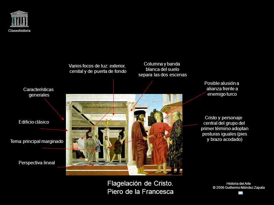 Flagelación de Cristo. Piero de la Francesca Columna y banda