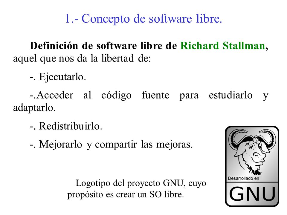 1.- Concepto de software libre.