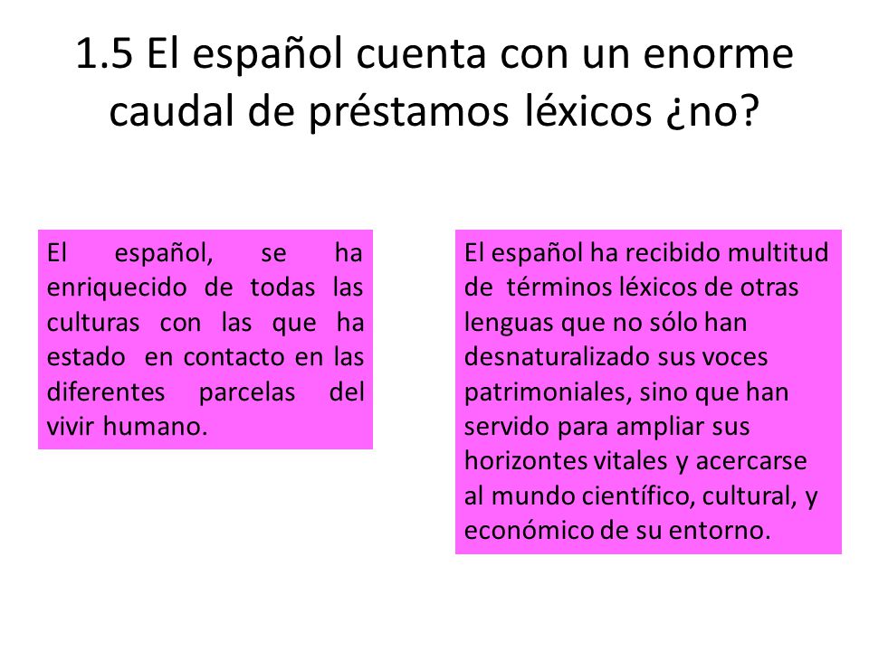 1.5 El español cuenta con un enorme caudal de préstamos léxicos ¿no