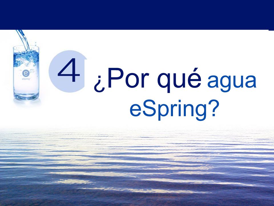 ¿Por qué agua eSpring That brings us to the fourth question of this story. Why eSpring Water (Give the symbol for #4)