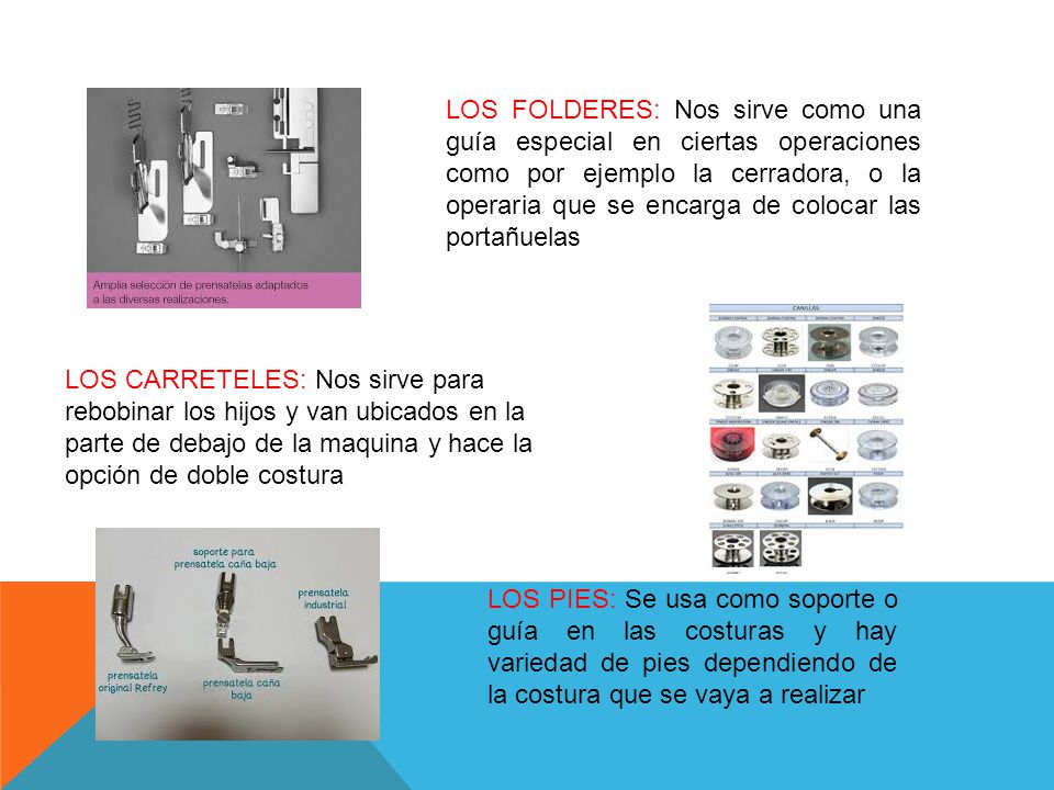 LOS FOLDERES: Nos sirve como una guía especial en ciertas operaciones como por ejemplo la cerradora, o la operaria que se encarga de colocar las portañuelas