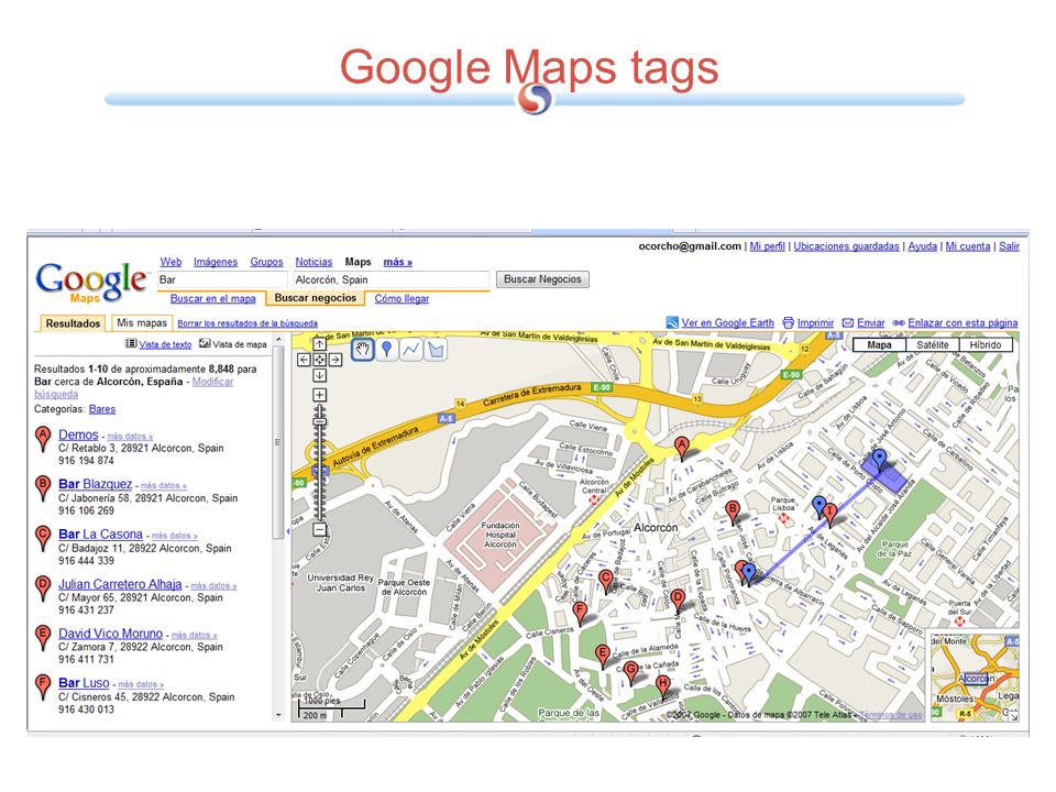 Google Maps tags