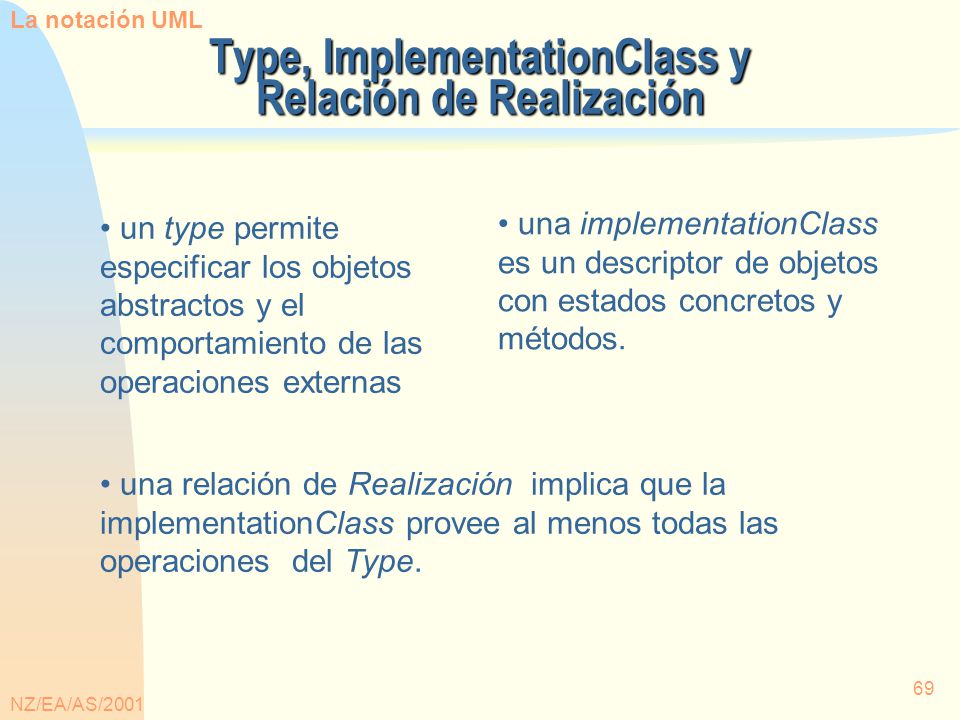 Type, ImplementationClass y Relación de Realización