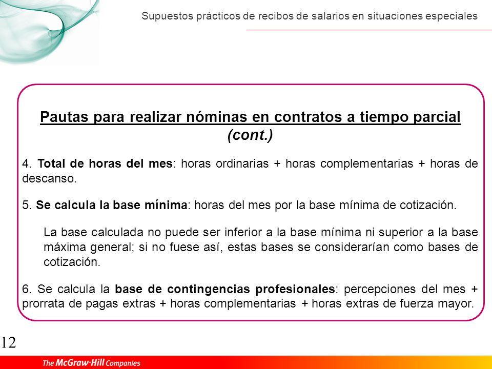 Pautas para realizar nóminas en contratos a tiempo parcial (cont.)