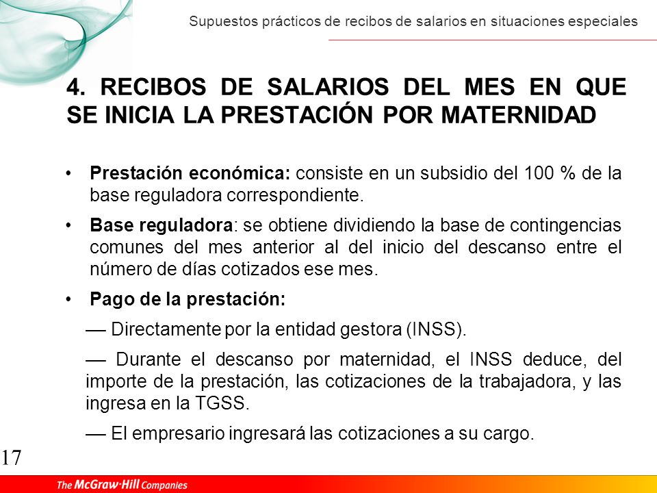 4. RECIBOS DE SALARIOS DEL MES EN QUE SE INICIA LA PRESTACIÓN POR MATERNIDAD