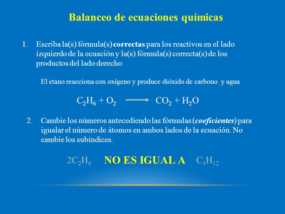 Balanceo de ecuaciones químicas