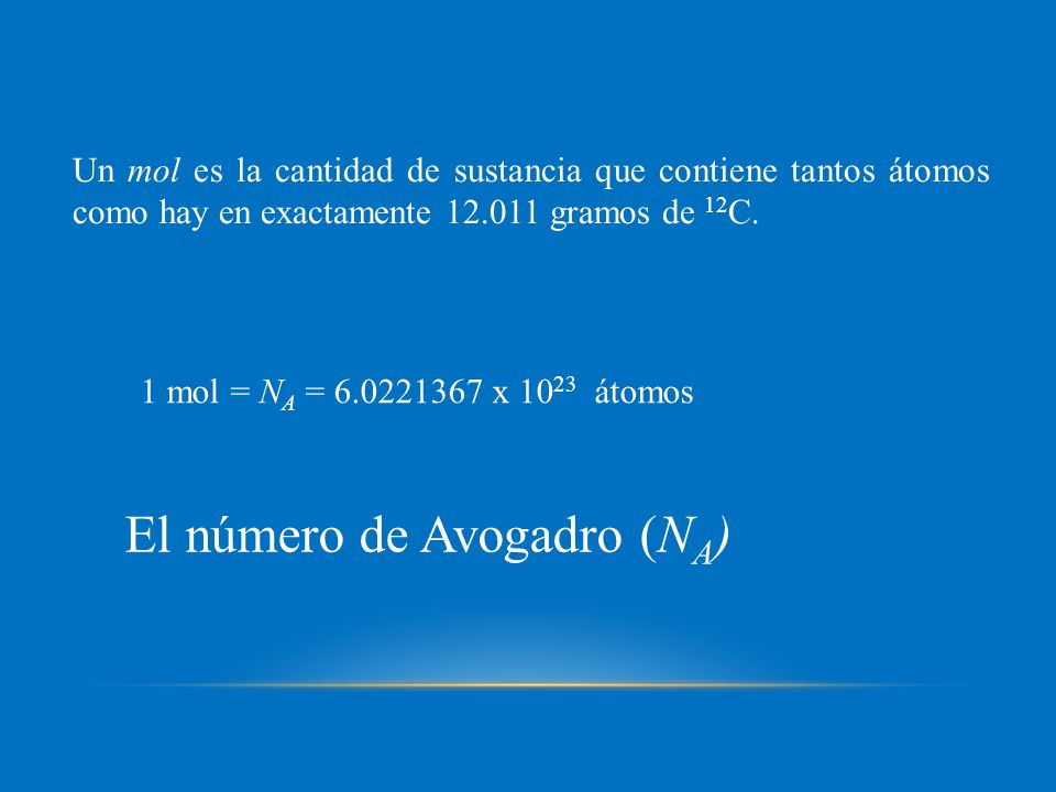 El número de Avogadro (NA)
