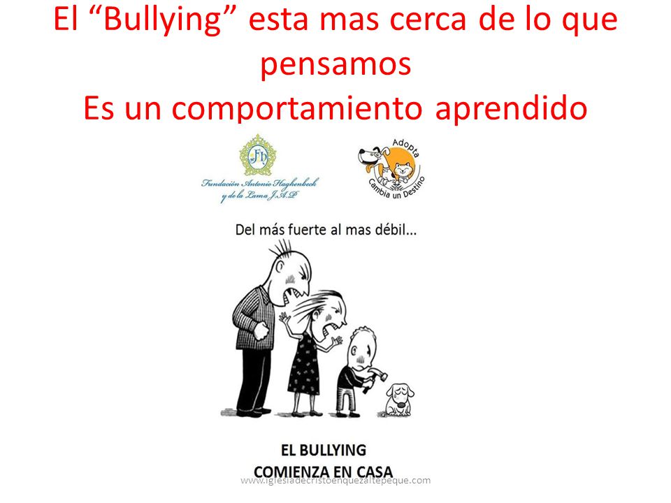 El Bullying esta mas cerca de lo que pensamos Es un comportamiento aprendido