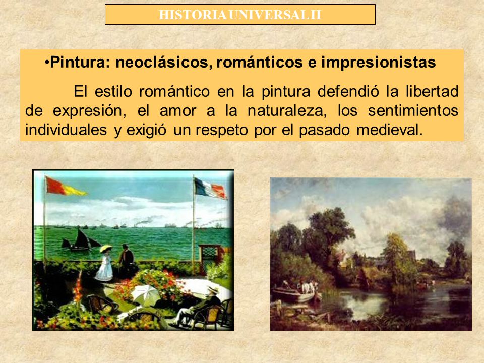 Pintura: neoclásicos, románticos e impresionistas