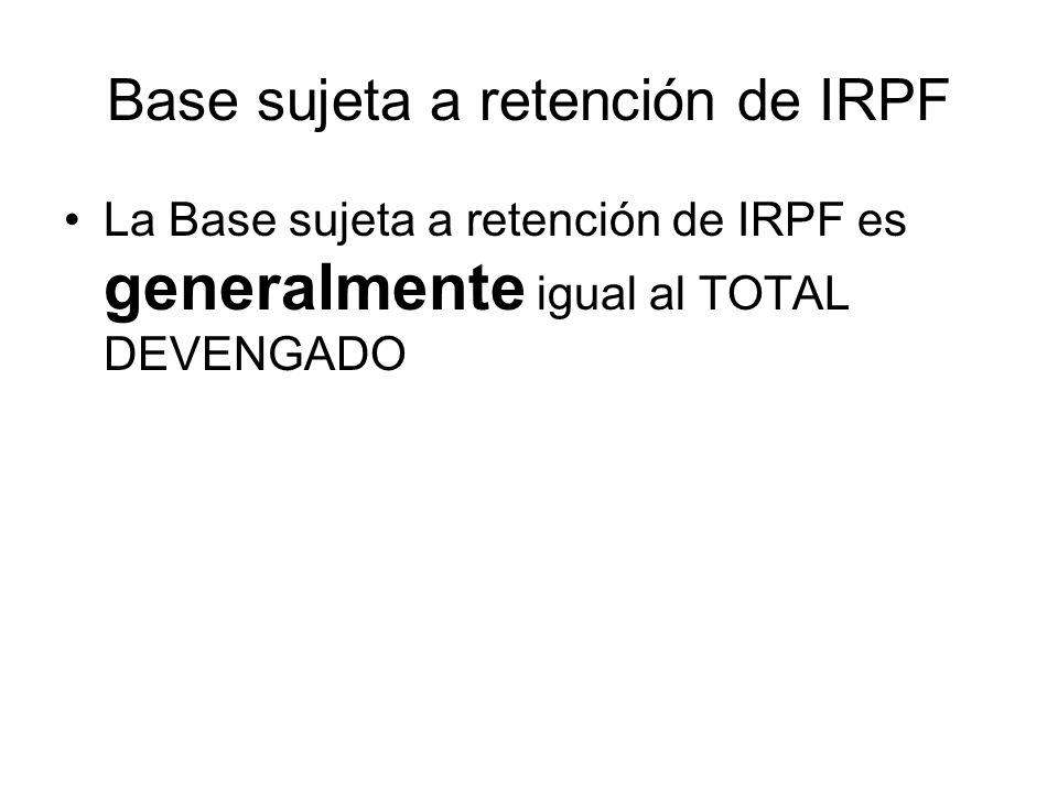 Base sujeta a retención de IRPF