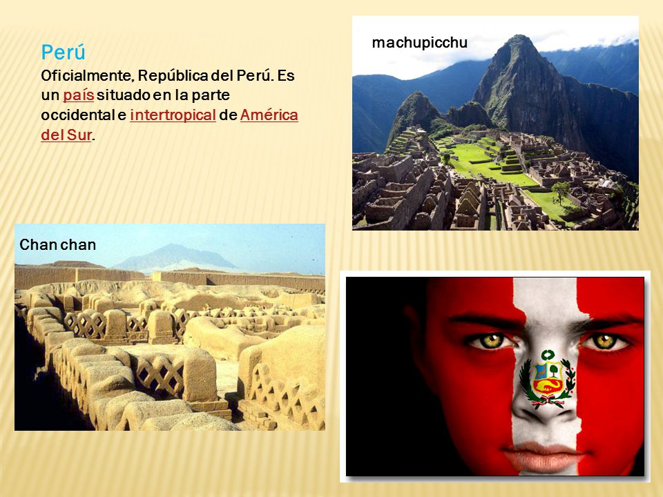 machupicchu Perú. Oficialmente, República del Perú. Es un país situado en la parte occidental e intertropical de América del Sur.