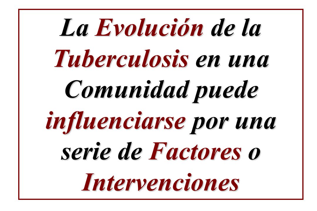 La Evolución de la Tuberculosis en una Comunidad puede influenciarse por una serie de Factores o Intervenciones