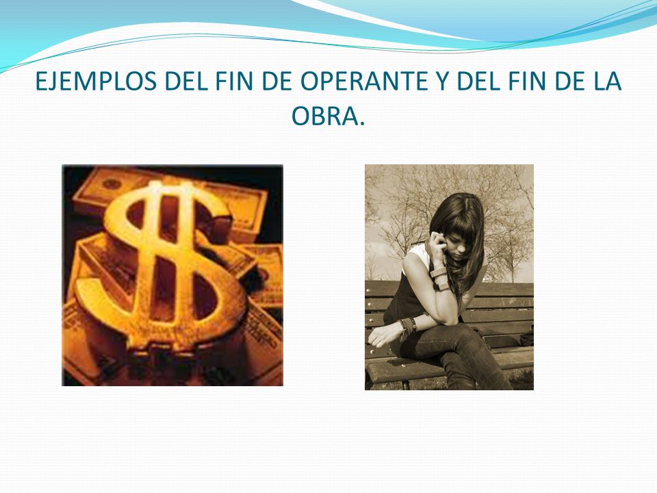EJEMPLOS DEL FIN DE OPERANTE Y DEL FIN DE LA OBRA.