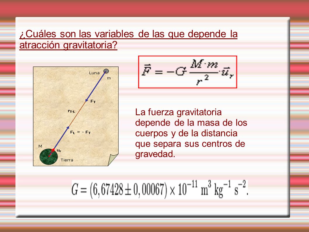 ¿Cuáles son las variables de las que depende la atracción gravitatoria