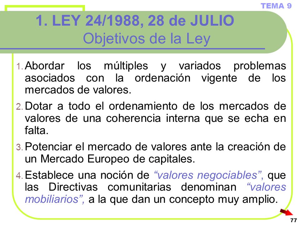 1. LEY 24/1988, 28 de JULIO Objetivos de la Ley