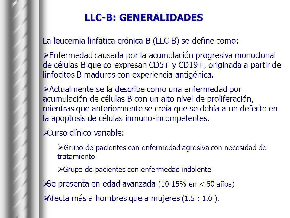 LLC-B: GENERALIDADES La leucemia linfática crónica B (LLC-B) se define como: