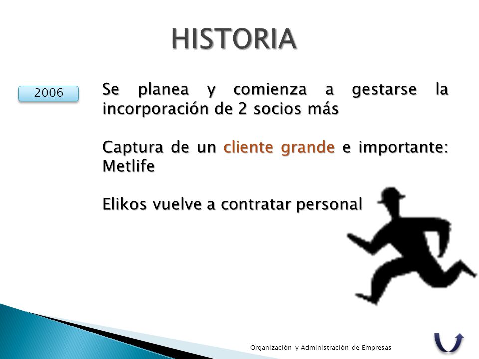 HISTORIA Se planea y comienza a gestarse la incorporación de 2 socios más. Captura de un cliente grande e importante: Metlife.