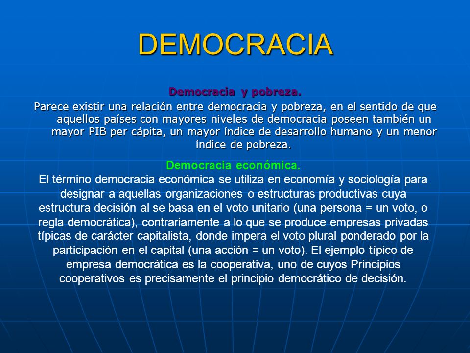 DEMOCRACIA Democracia económica.