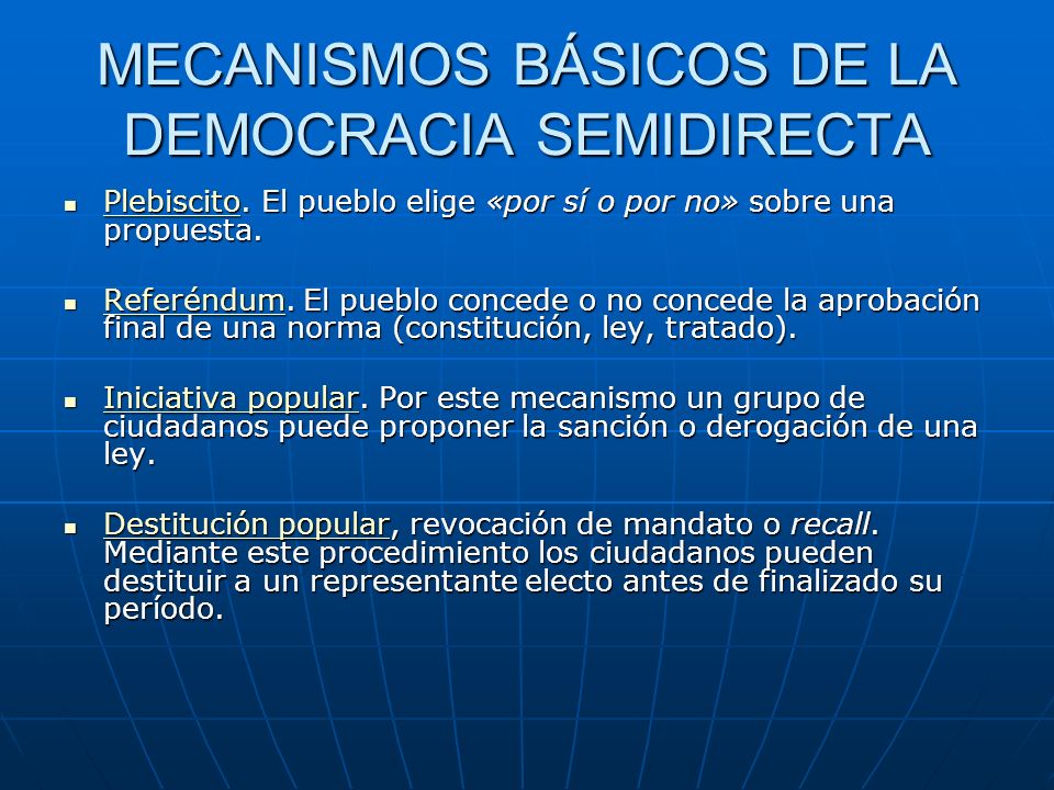 MECANISMOS BÁSICOS DE LA DEMOCRACIA SEMIDIRECTA