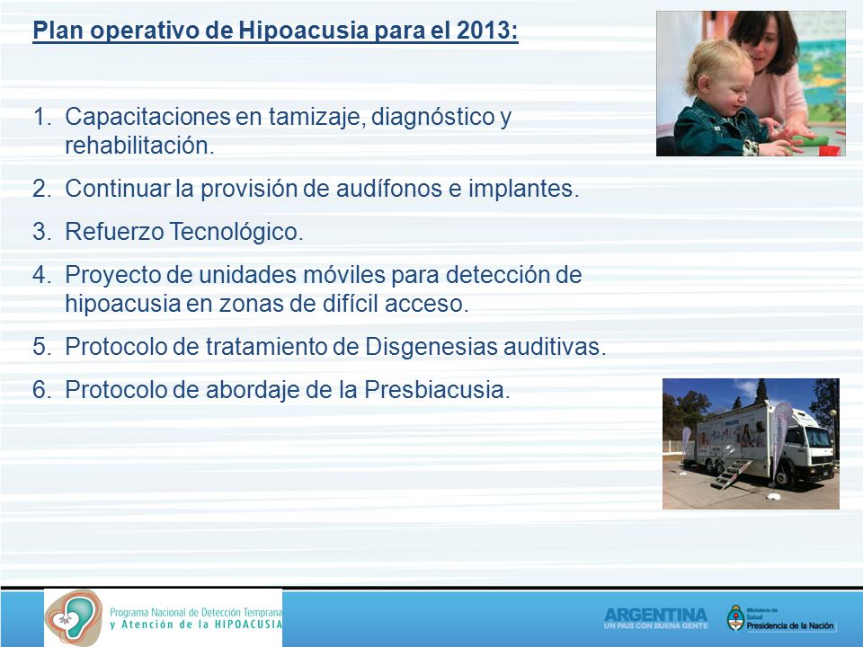 Plan operativo de Hipoacusia para el 2013: