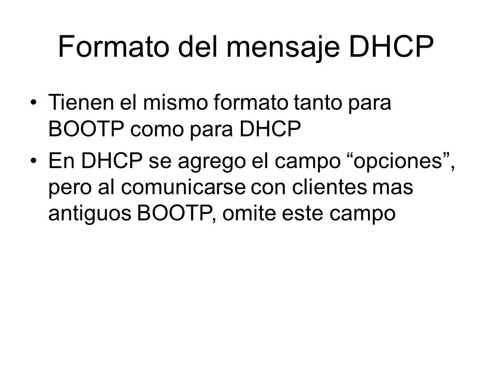 Formato del mensaje DHCP