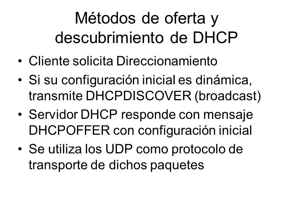 Métodos de oferta y descubrimiento de DHCP